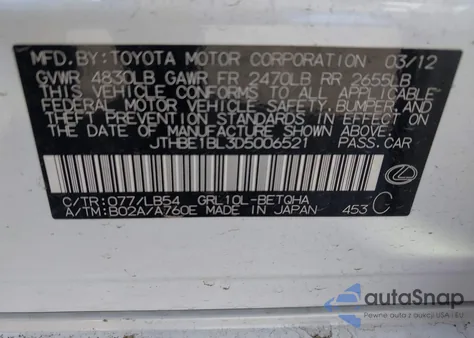 2013 Lexus Gs 350 из США, поврежденный, VIN JTHBE1BL3D5006521